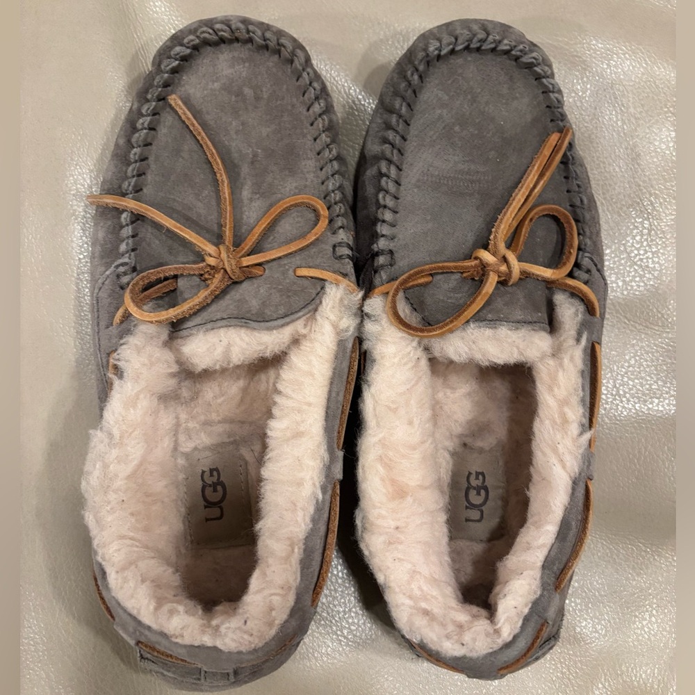 UGG Cream and Gray Lined Slippers